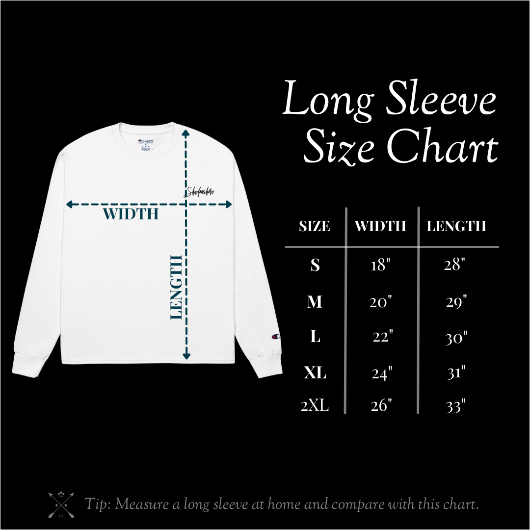 Champion x Shadowshore Men's Long Sleeve Size Chart