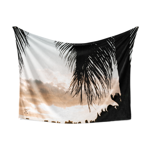 Sunset Palm Tree Silhouette Throw Blanket
